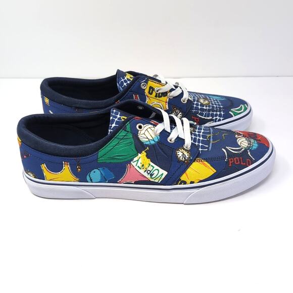 POLO RALPH LAUREN Faxon X Pony Sneaker Shoes Mens 14 Volleyball Print NEW NWOB - Picture 2 of 10
